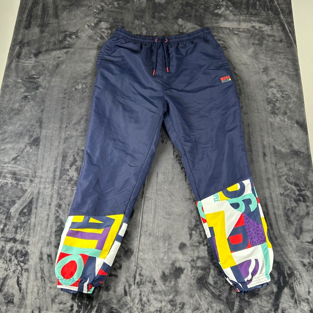 Parish Nation Track Pants Mens XL Navy Blue Colorblock Graphic Joggers